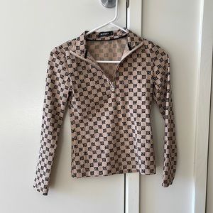 MISBHV Long Sleeve Monogram Zip Shirt: Size XS